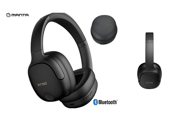 Bluetooth brezžične naglavne slušalke Manta RYTMO ELEGANCE (črne barve)